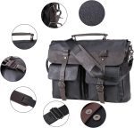Leather Messenger Bag for Men,15.6 Inch Vintage Laptop Bag Briefcase Satchel - Image 6